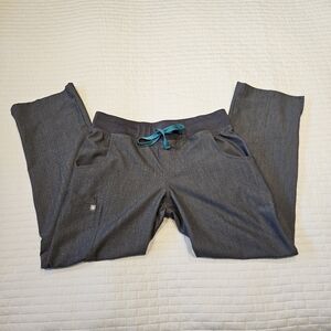 FIGS Kade Cargo Scrub Pants Womens Size Small Gray Teal Drawstring EUC